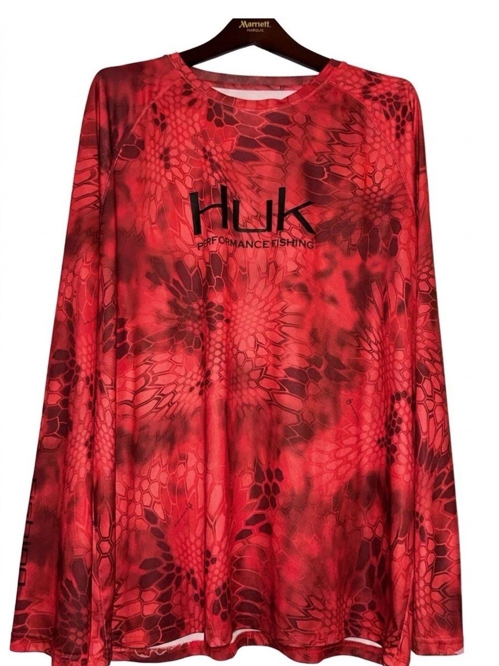 Huk Fishing Performance Fishing Kryptek Shirt Mens XXL Red Reptilian Design - Picture 2 of 9